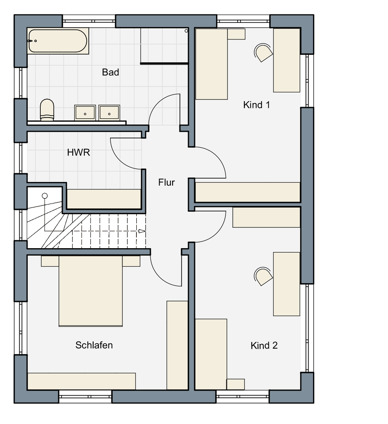 Haus 4, Grundriss OG, 70,57 qm